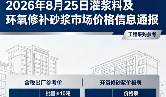 多祥镇2026年8月25日灌浆料及环氧修补砂浆市场价格信息通报